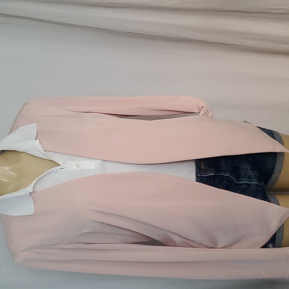 BCBGeneration Drape Front Blazer Jacket Rose Smoke Pink Size L - Picture 7 of 12